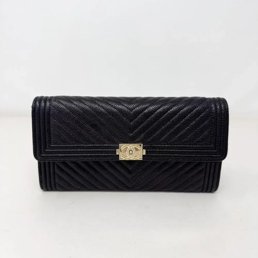 Chanel Chevron Boy Flap Long Wallet